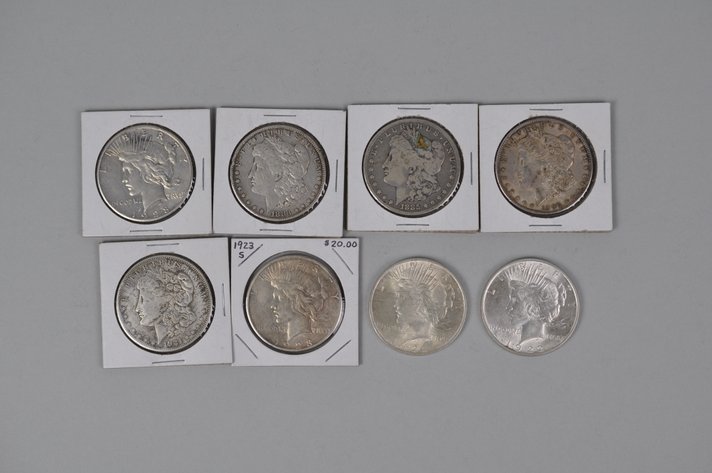 Silver Morgan and Peace Dollars
