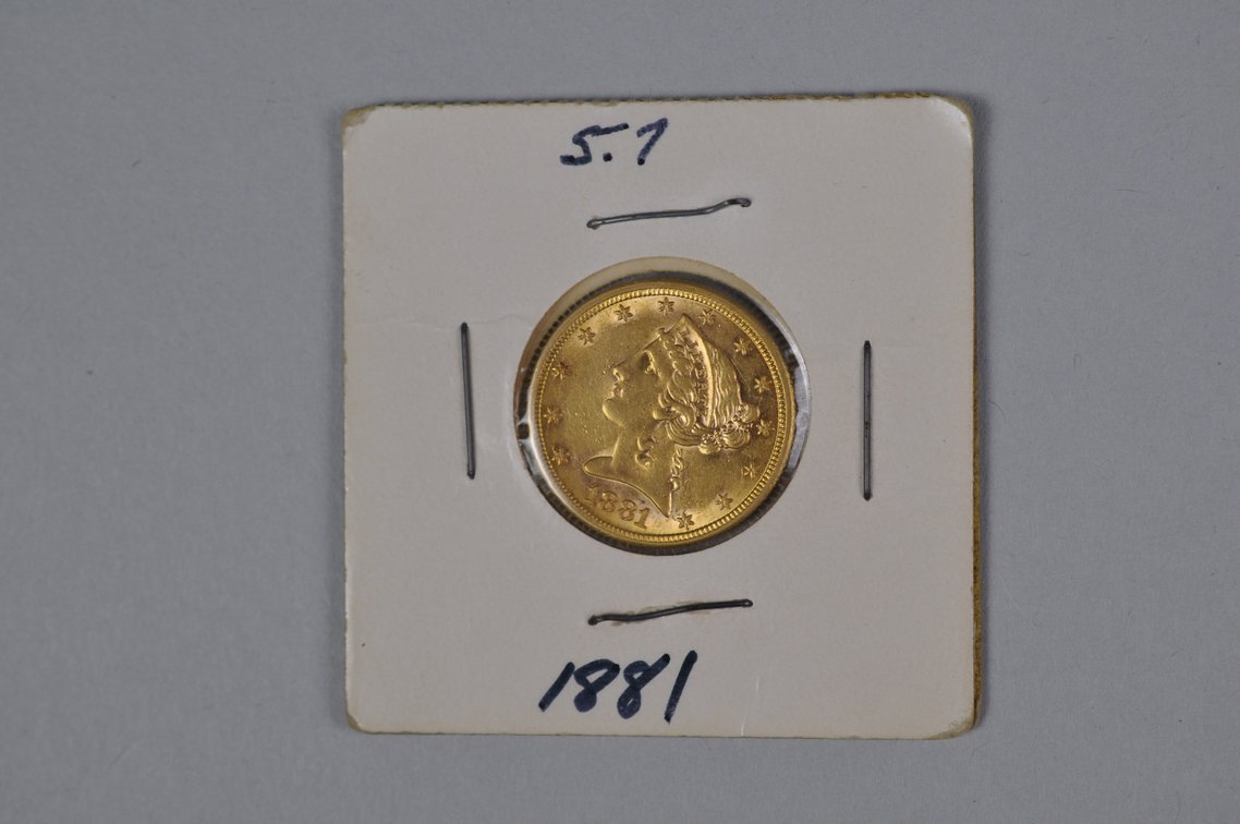 1881 Liberty Half Eagle Gold MS, photo 2 of 6