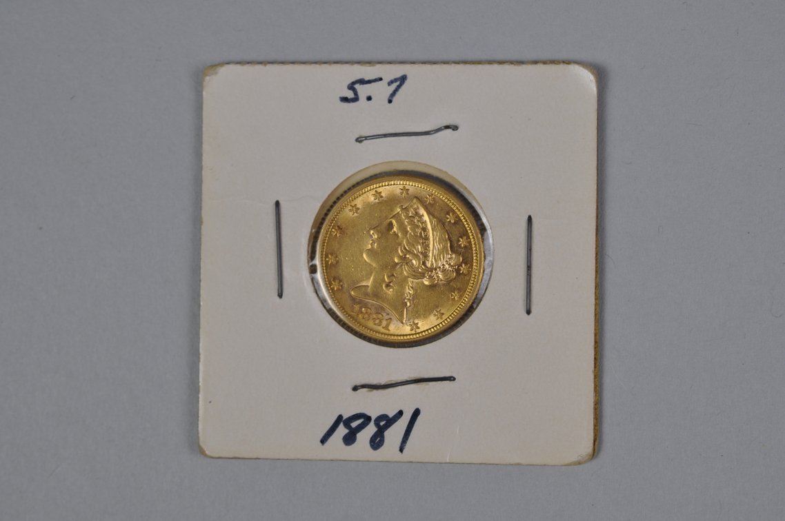 1881 Liberty Half Eagle Gold MS, photo 3 of 6