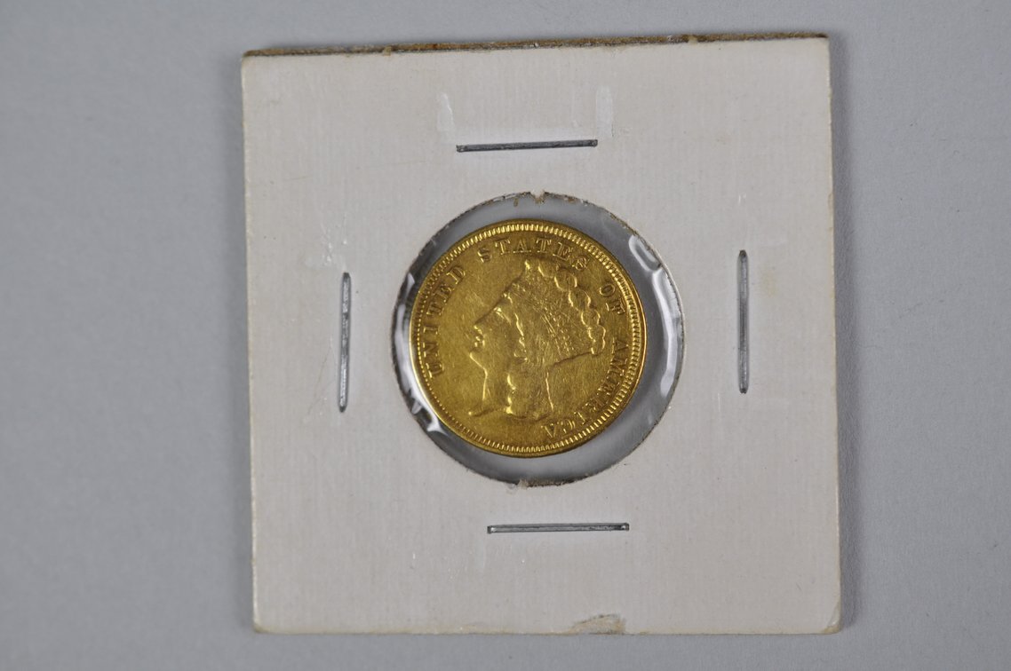 1854 Three Dollar Liberty Gold XF/AU, photo 2 of 6