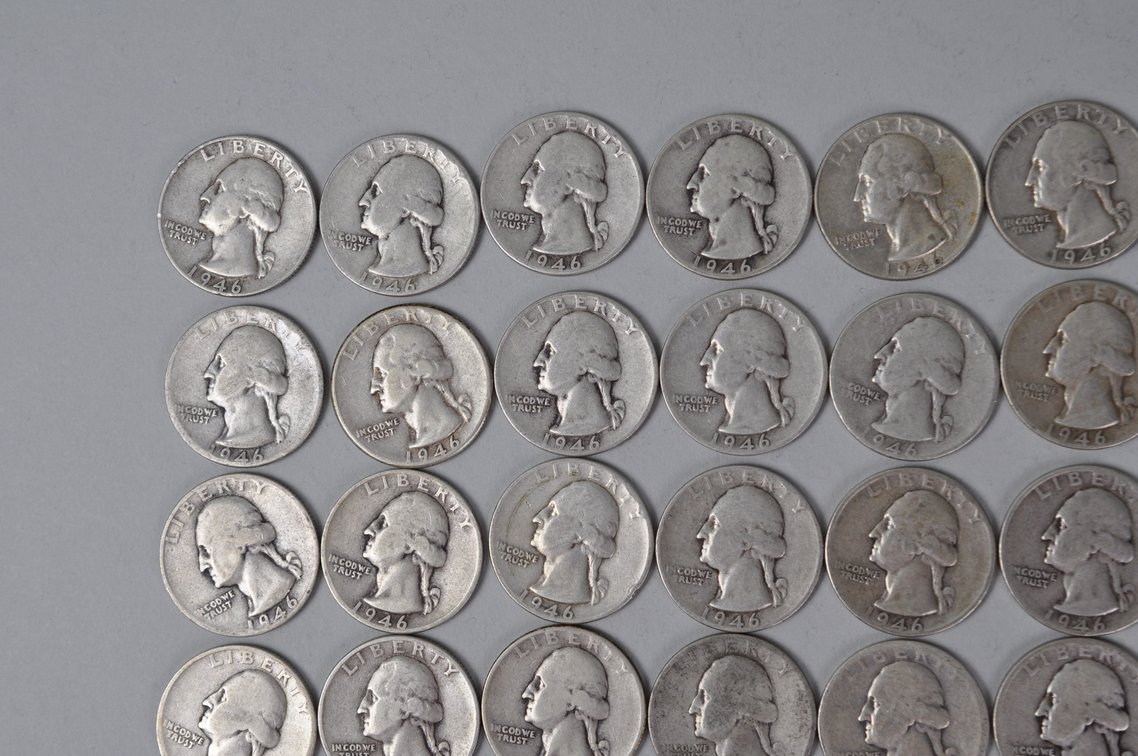 1945- 1946 US Silver Quarters, photo 2 of 10