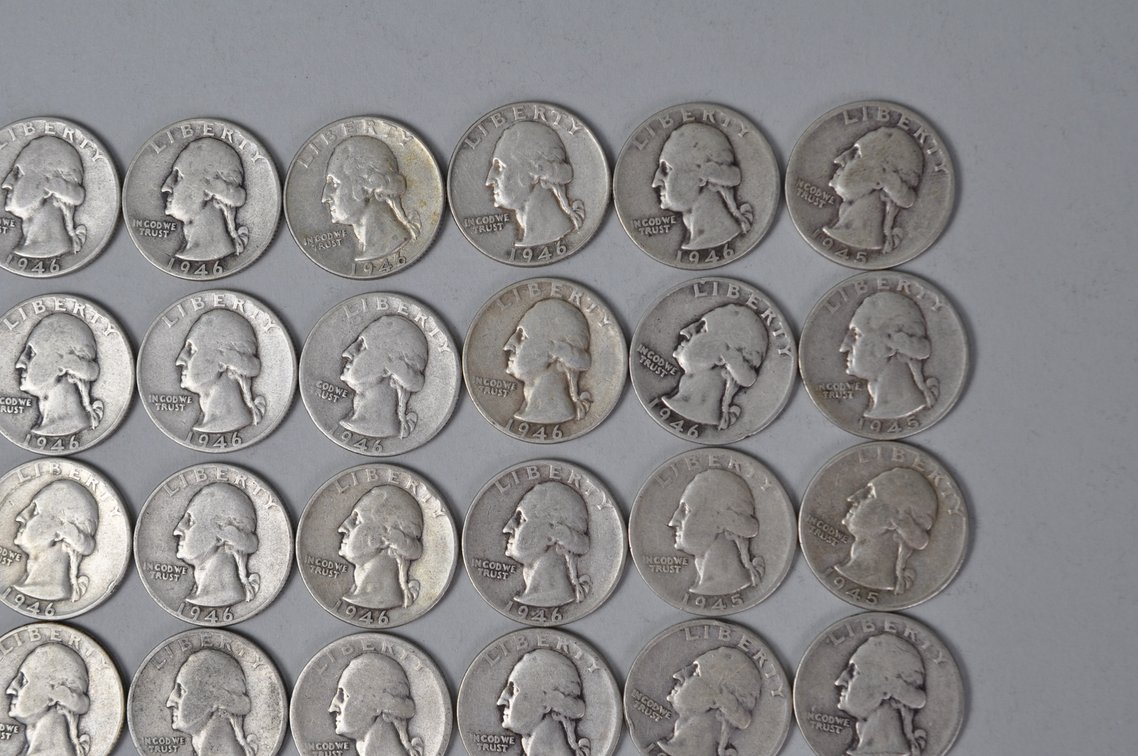 1945- 1946 US Silver Quarters, photo 3 of 10