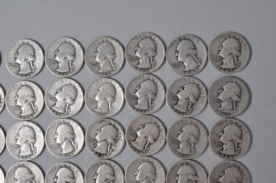 1944-1945 US Silver Quarters, photo 3 of 10