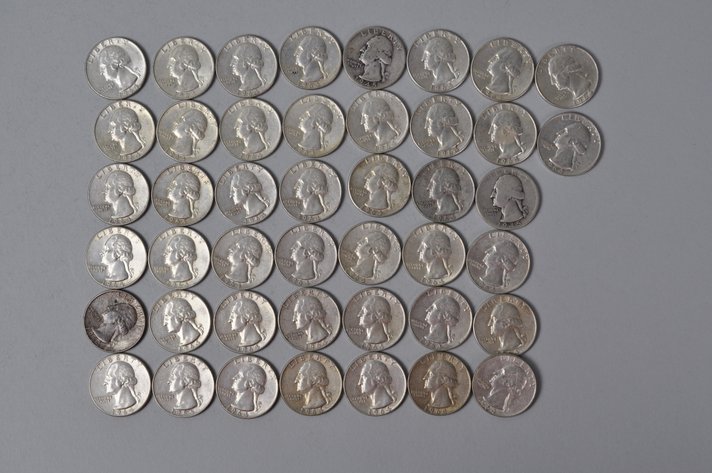1945 and 1964 US Silver Quarters