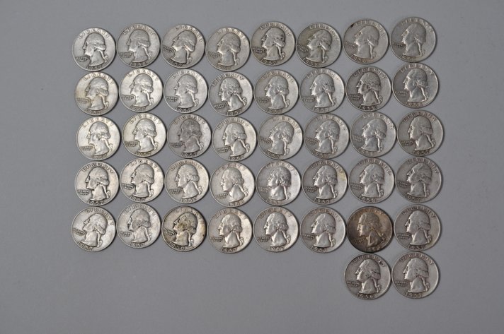 1950, 1956-1958, 1963 US Silver Quarters
