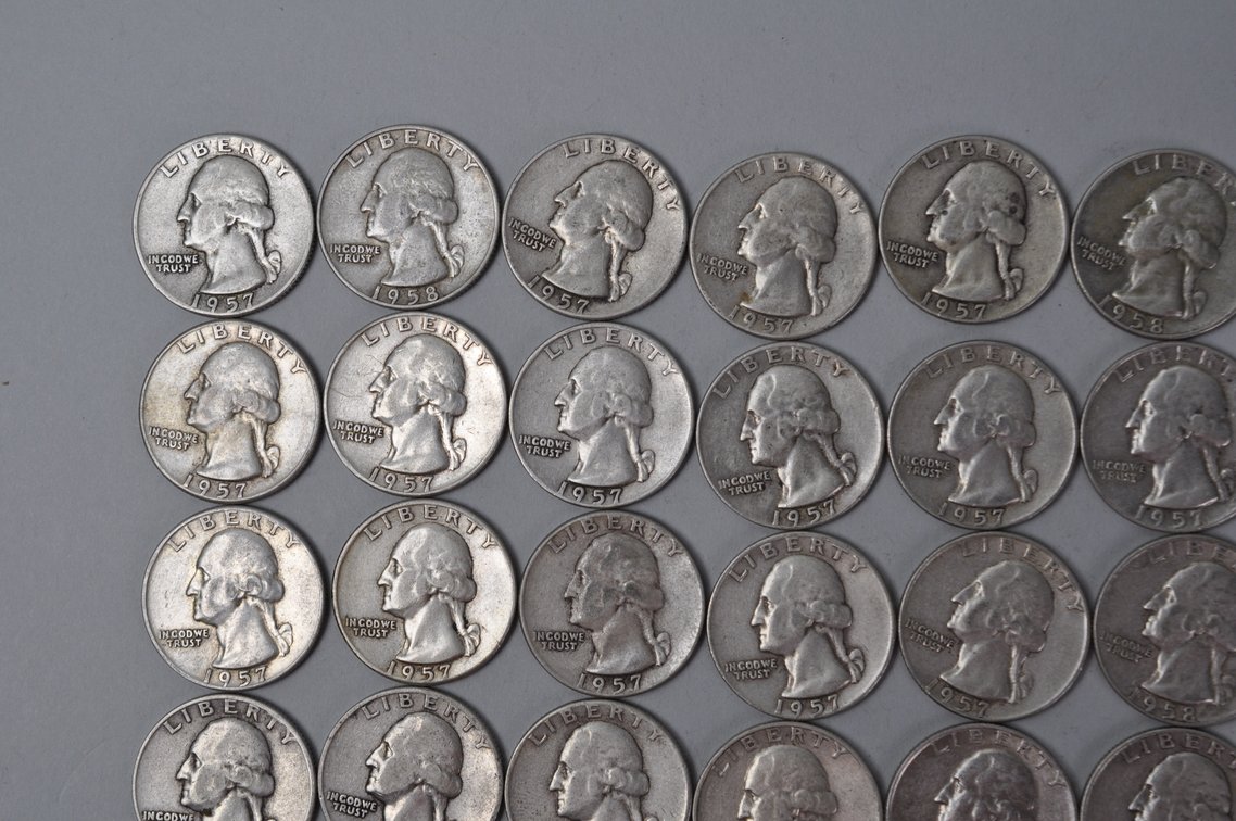 1950, 1956-1958, 1963 US Silver Quarters, photo 2 of 10
