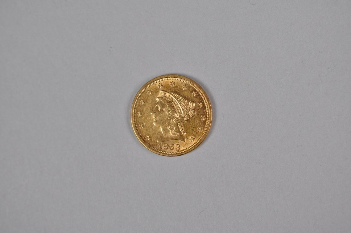 1853 Liberty Quarter Eagle Gold AU/MS, photo 4 of 8