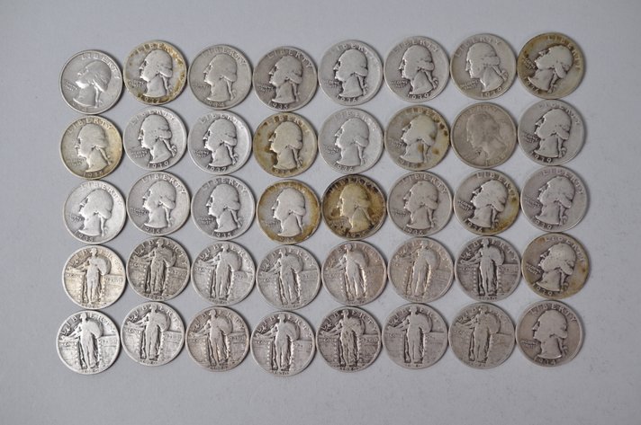 1928-1930, 1934-1937, 1939 US Silver Quarters