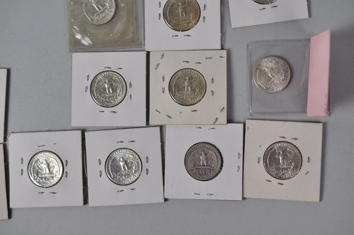 1934, 1943, 1951, 1953-1959, 1960-1962, 1964 US Silver Quarters, photo 11 of 12