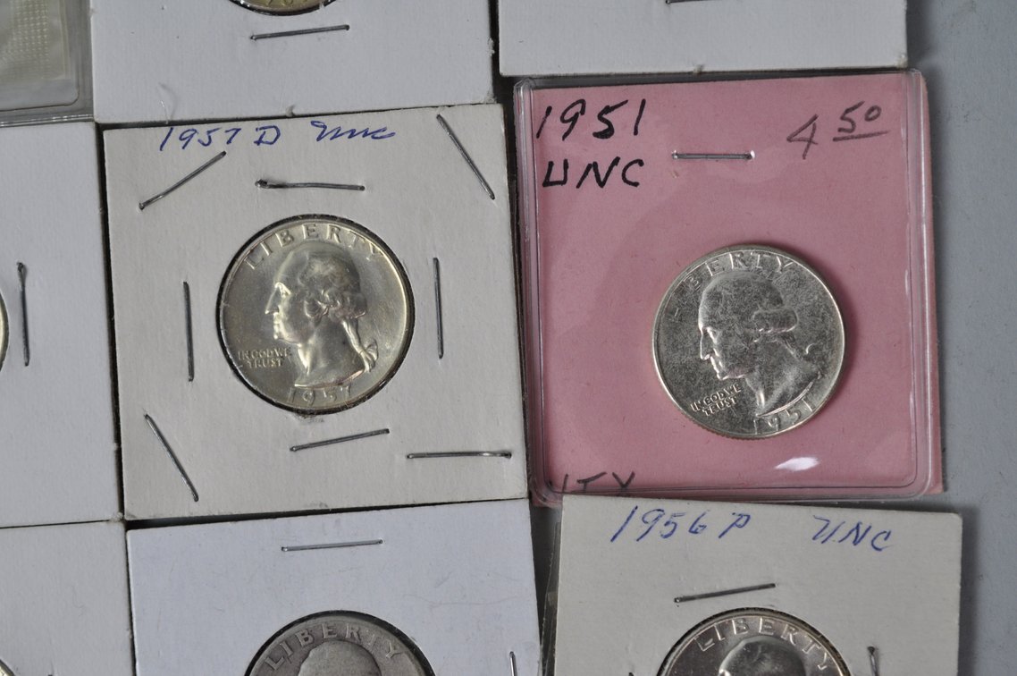 1934, 1943, 1951, 1953-1959, 1960-1962, 1964 US Silver Quarters, photo 6 of 12