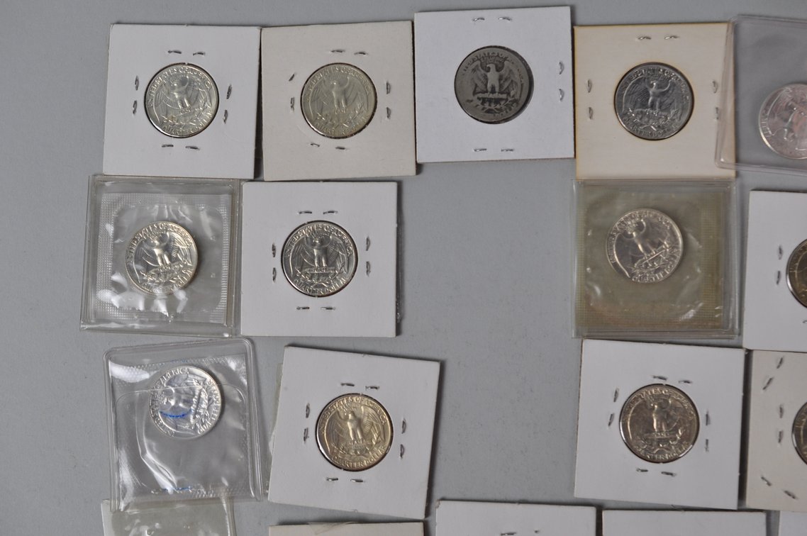1934, 1943, 1951, 1953-1959, 1960-1962, 1964 US Silver Quarters, photo 9 of 12