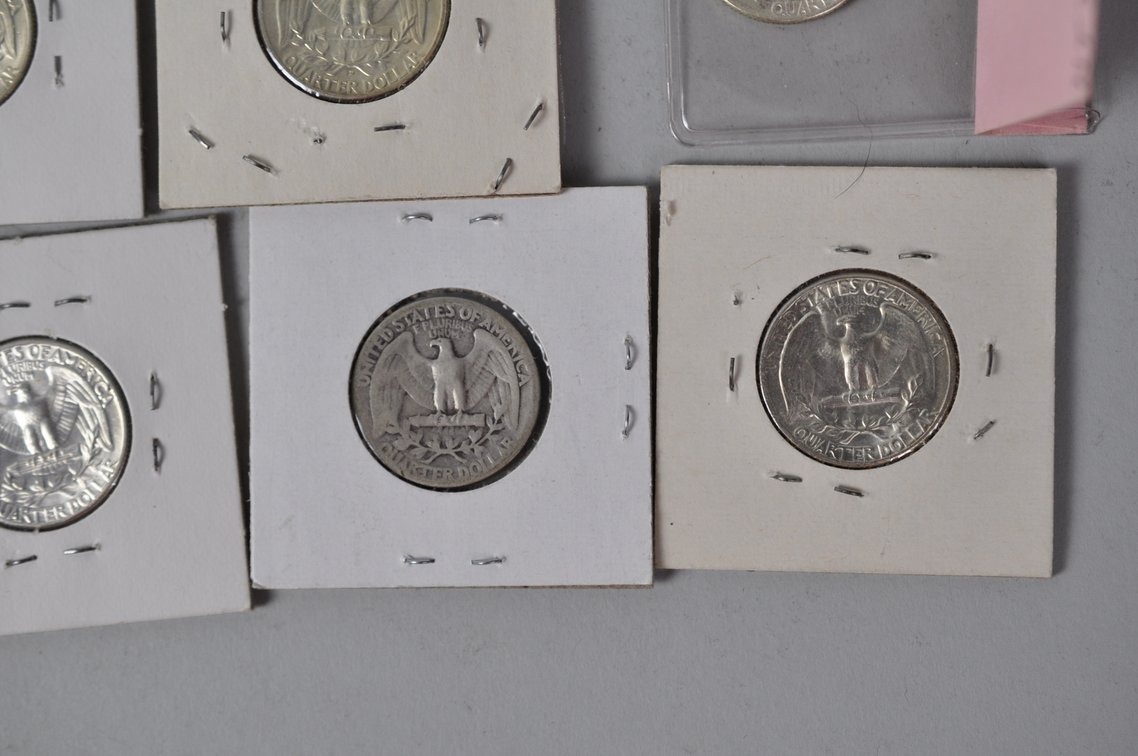 1934, 1943, 1951, 1953-1959, 1960-1962, 1964 US Silver Quarters, photo 12 of 12