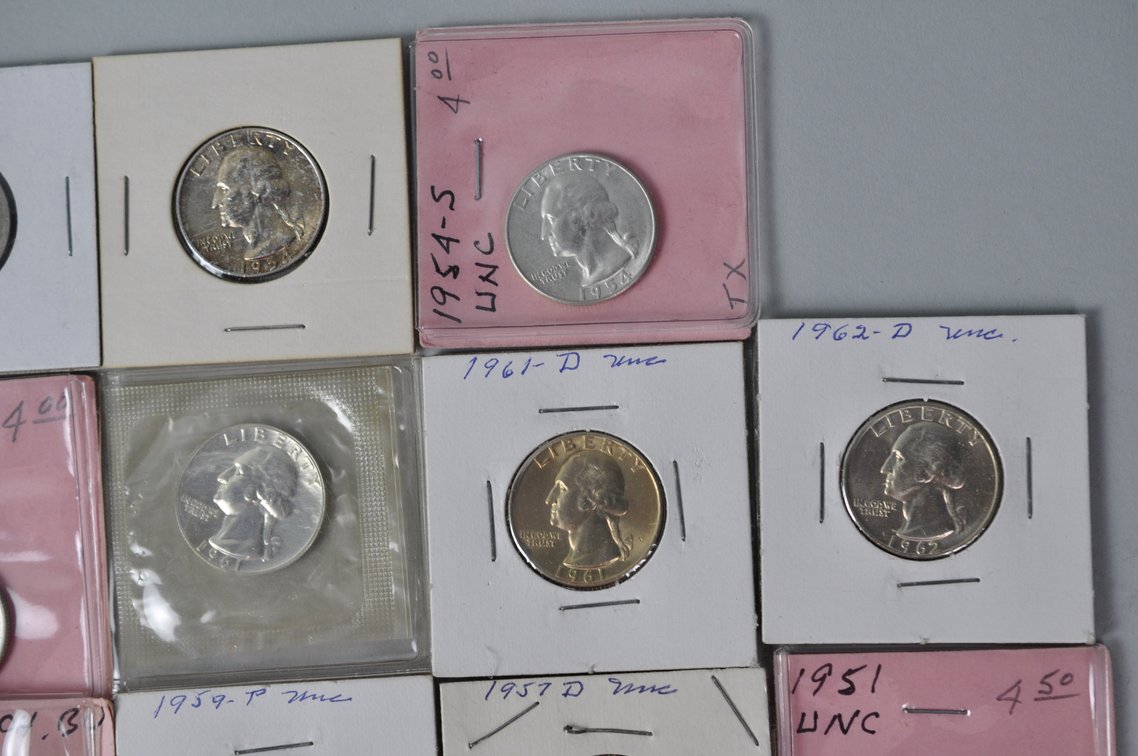 1934, 1943, 1951, 1953-1959, 1960-1962, 1964 US Silver Quarters, photo 3 of 12