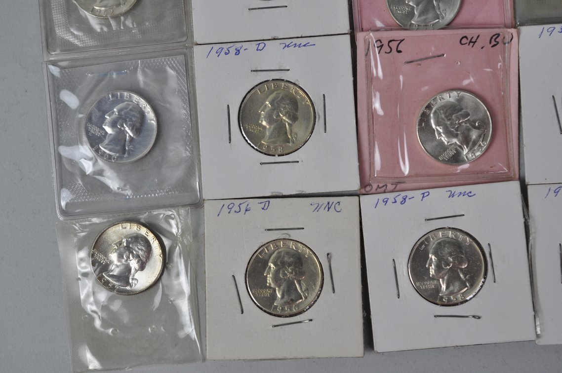 1934, 1943, 1951, 1953-1959, 1960-1962, 1964 US Silver Quarters, photo 4 of 12