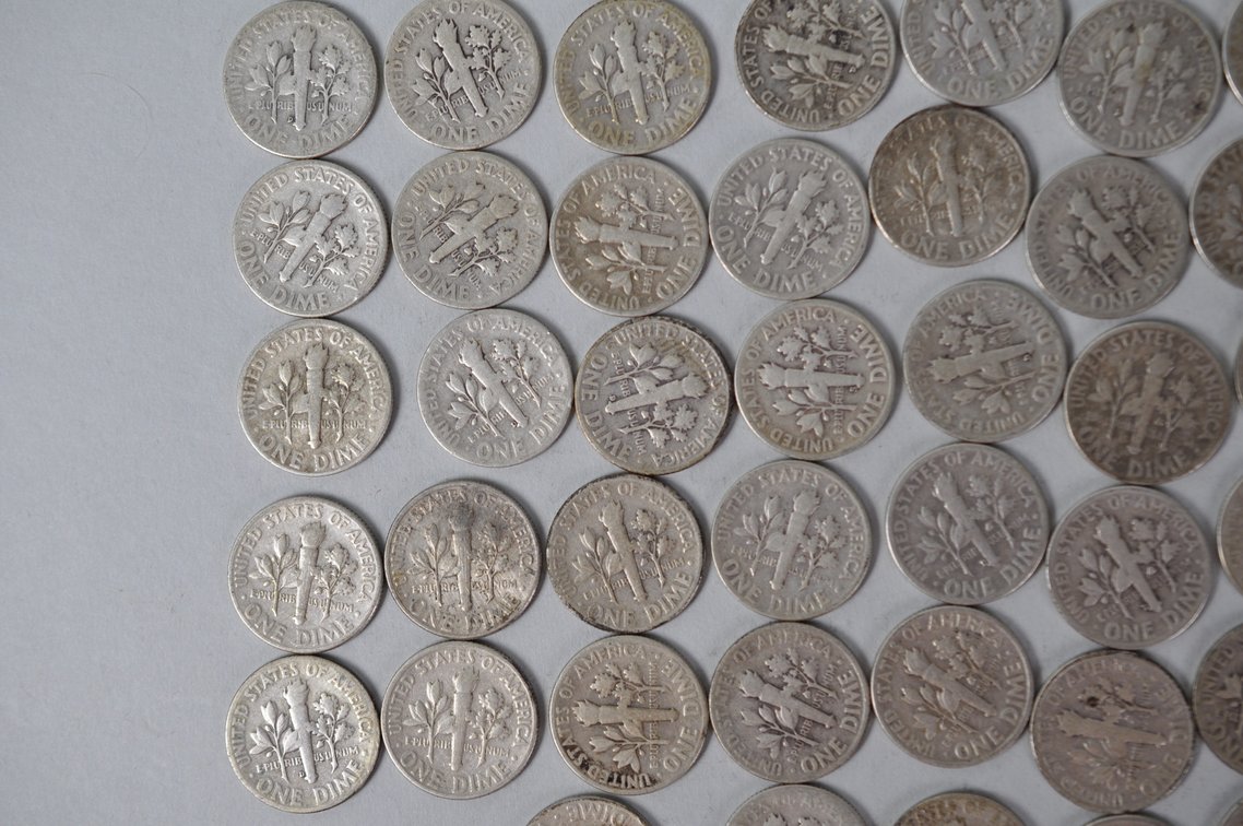 1940s and 1940s US Silver Dimes, photo 12 of 15
