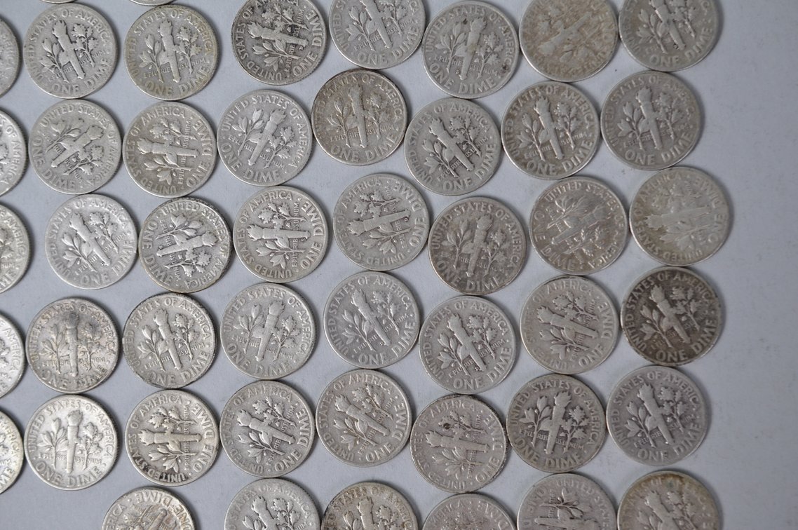1940s and 1940s US Silver Dimes, photo 13 of 15