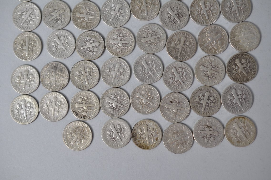 1940s and 1940s US Silver Dimes, photo 14 of 15