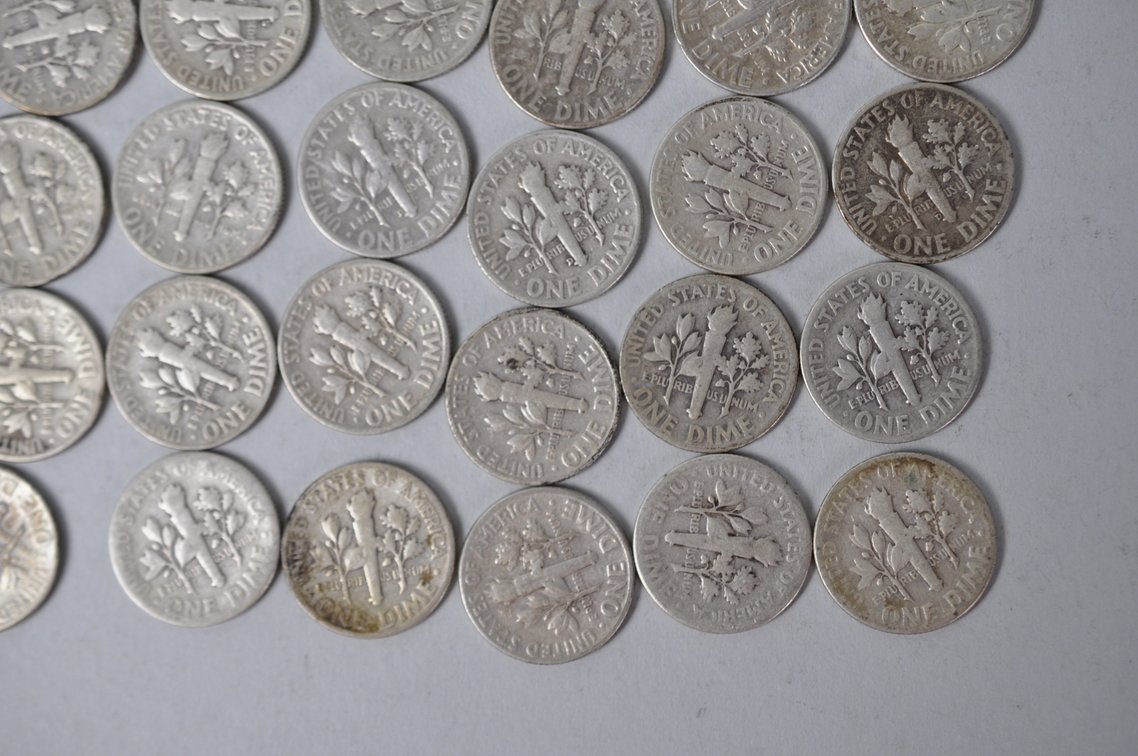 1940s and 1940s US Silver Dimes, photo 15 of 15