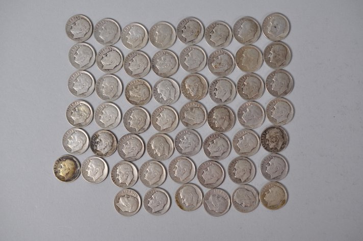 1940s and 1940s US Silver Dimes