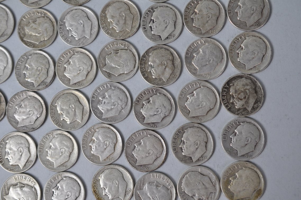 1940s and 1940s US Silver Dimes, photo 7 of 15