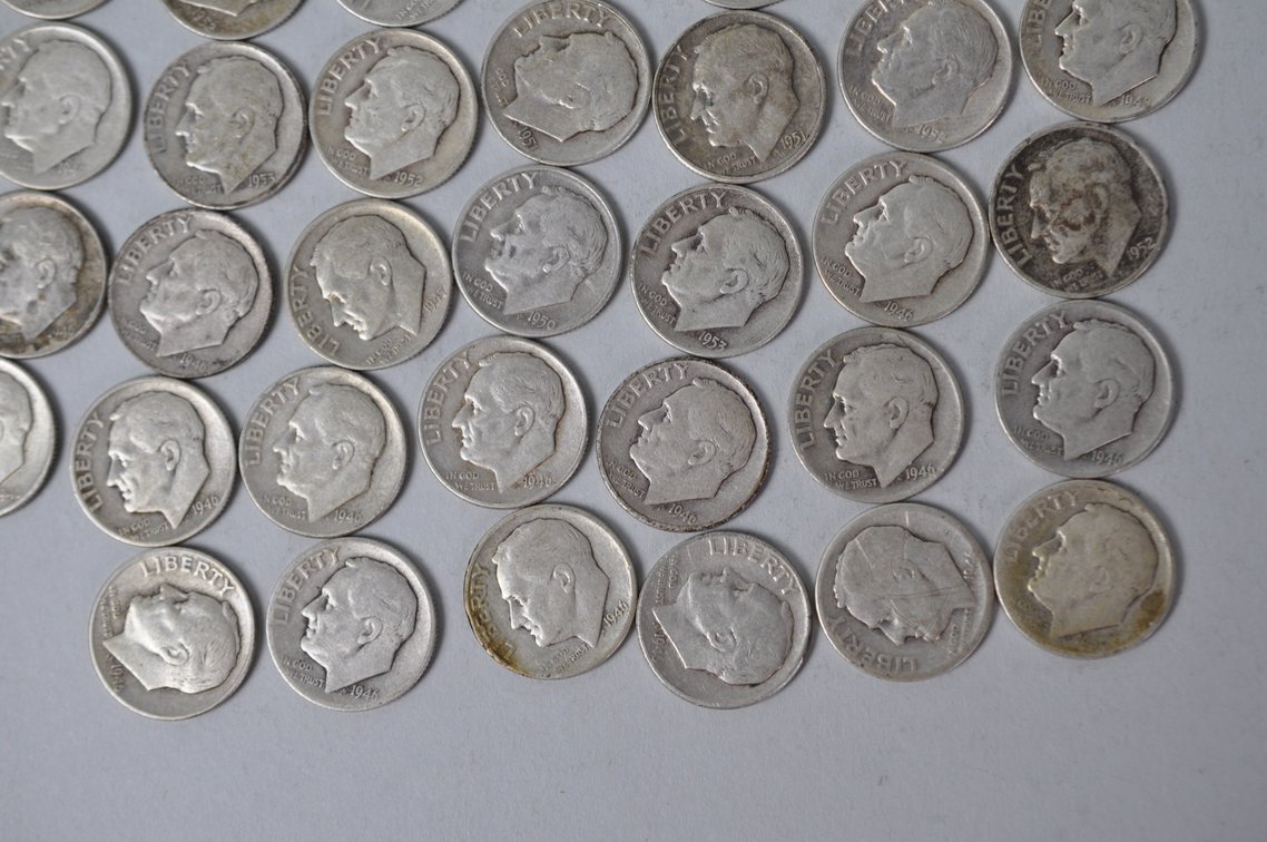 1940s and 1940s US Silver Dimes, photo 8 of 15