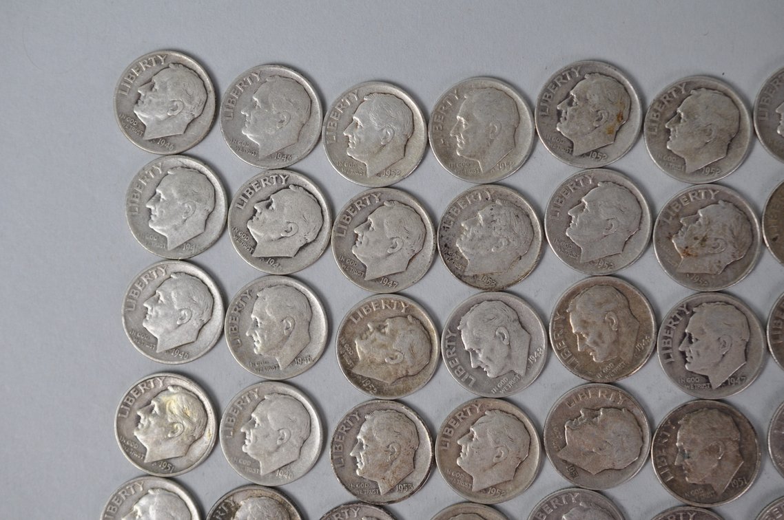 1940s and 1940s US Silver Dimes, photo 3 of 15