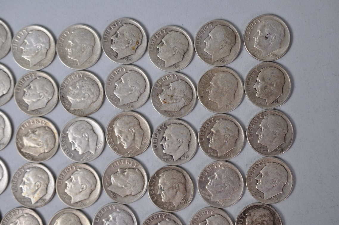 1940s and 1940s US Silver Dimes, photo 4 of 15