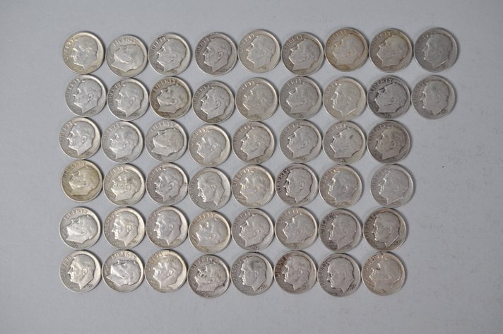1953 1954 1955 1956 US Silver Dimes