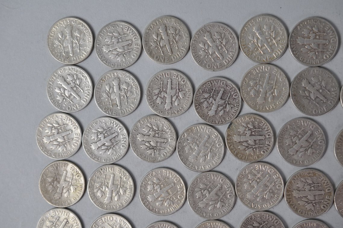 1953 1954 1955 1956 US Silver Dimes, photo 8 of 11