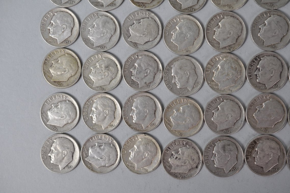 1953 1954 1955 1956 US Silver Dimes, photo 4 of 11