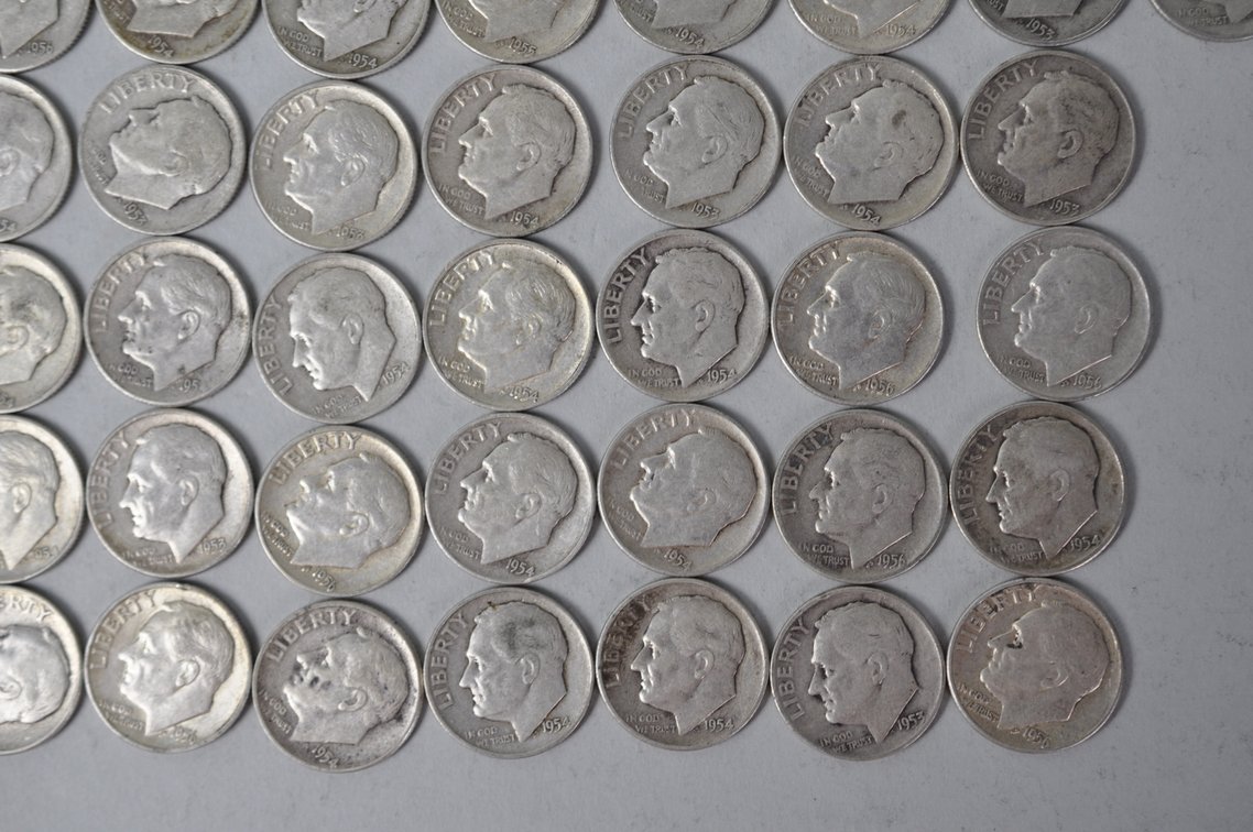 1953 1954 1955 1956 US Silver Dimes, photo 5 of 11