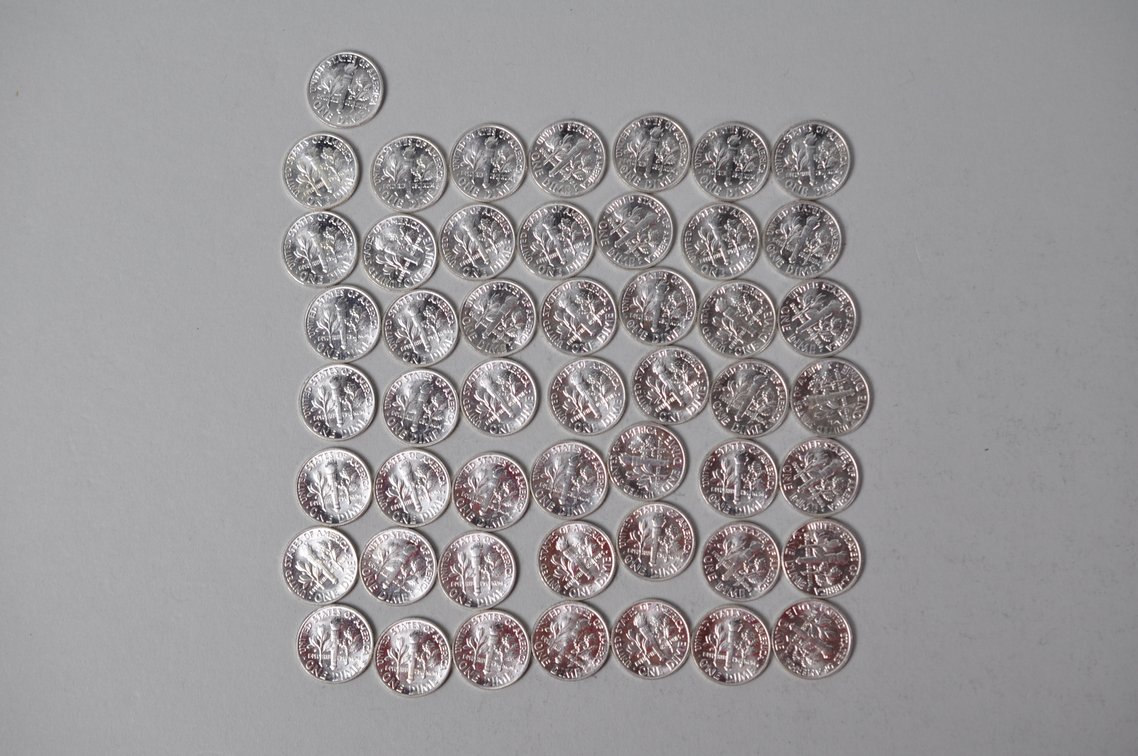 1964 US Silver Dimes, photo 9 of 15