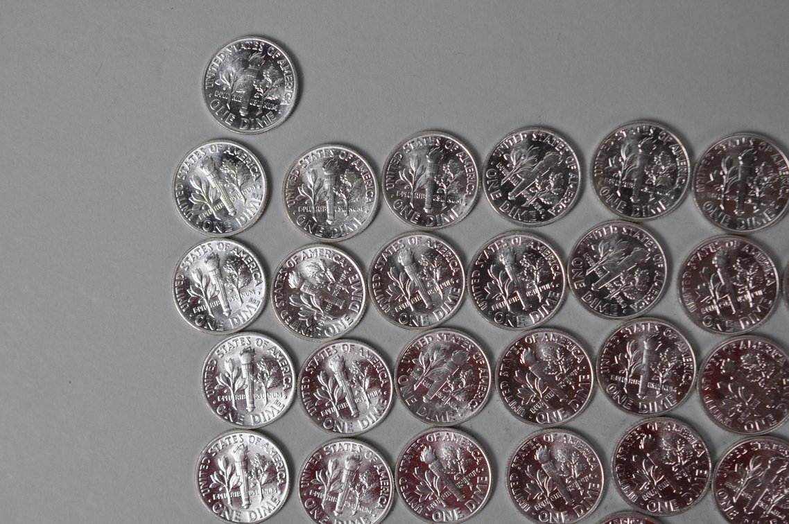 1964 US Silver Dimes, photo 10 of 15