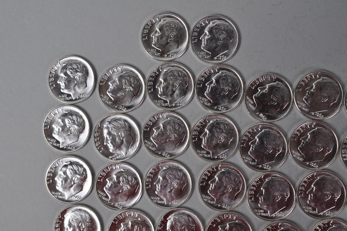 1962 US Silver Dimes, photo 2 of 13