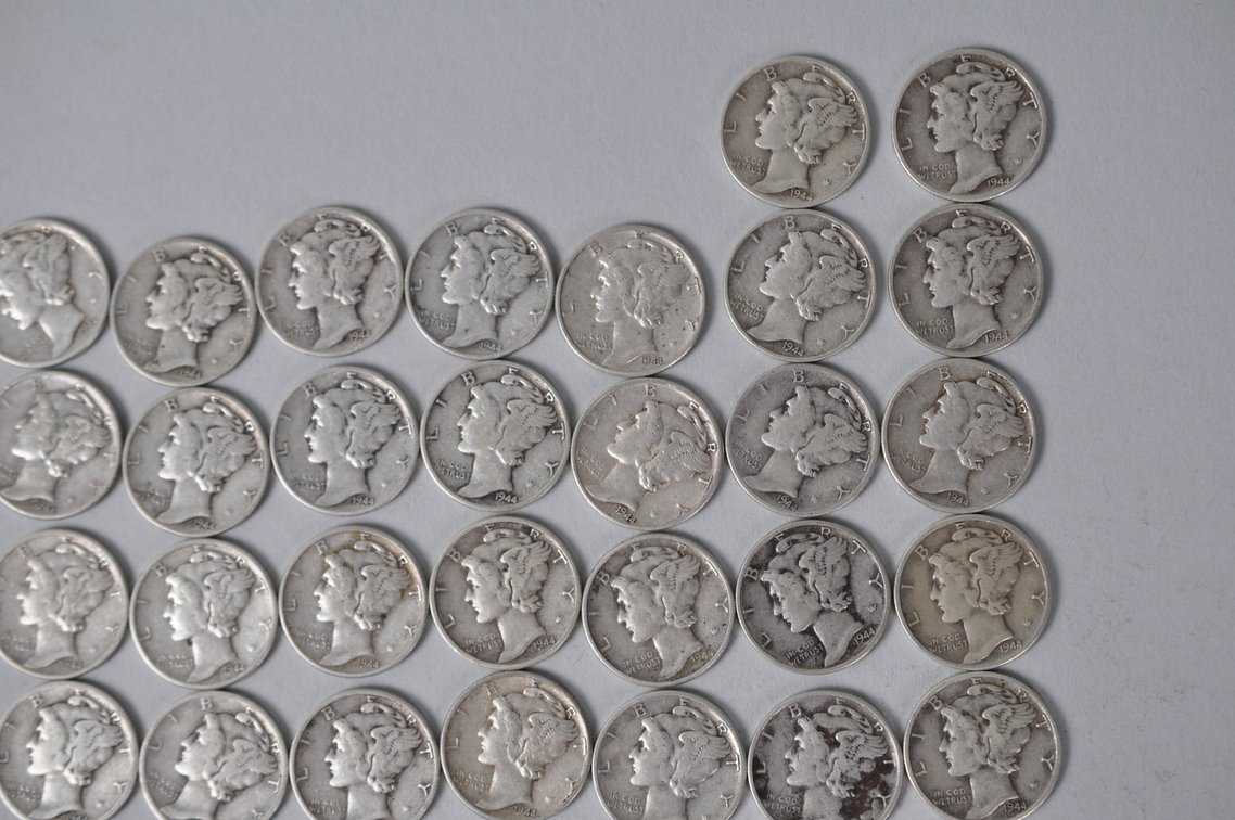 1944 US Silver Dimes, photo 3 of 13