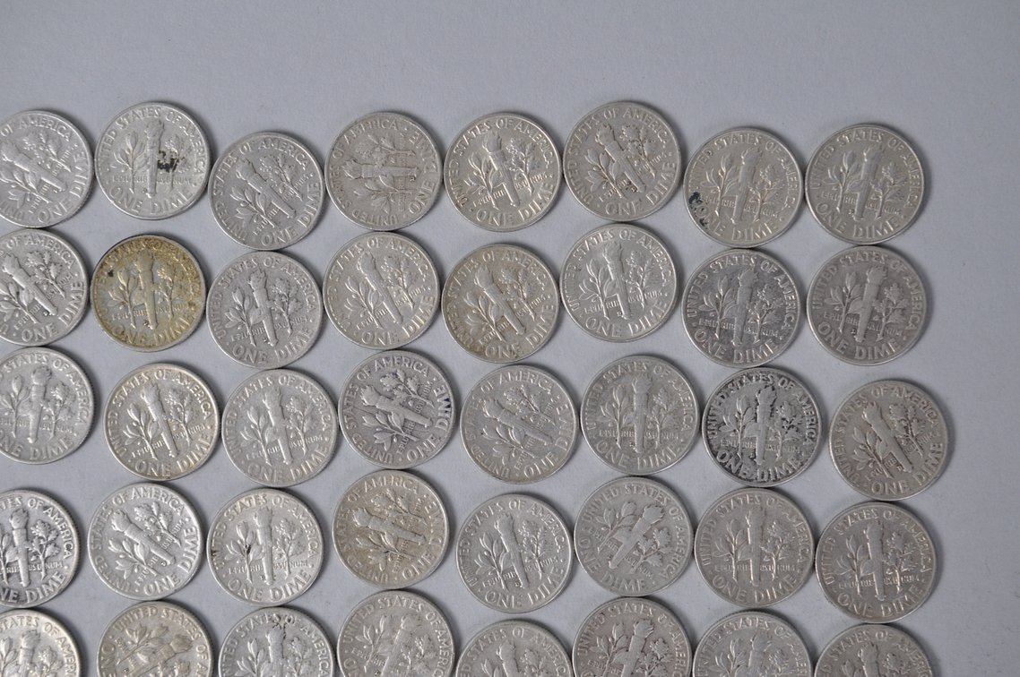1959 1960 and 1961 US Silver Dimes, photo 11 of 14