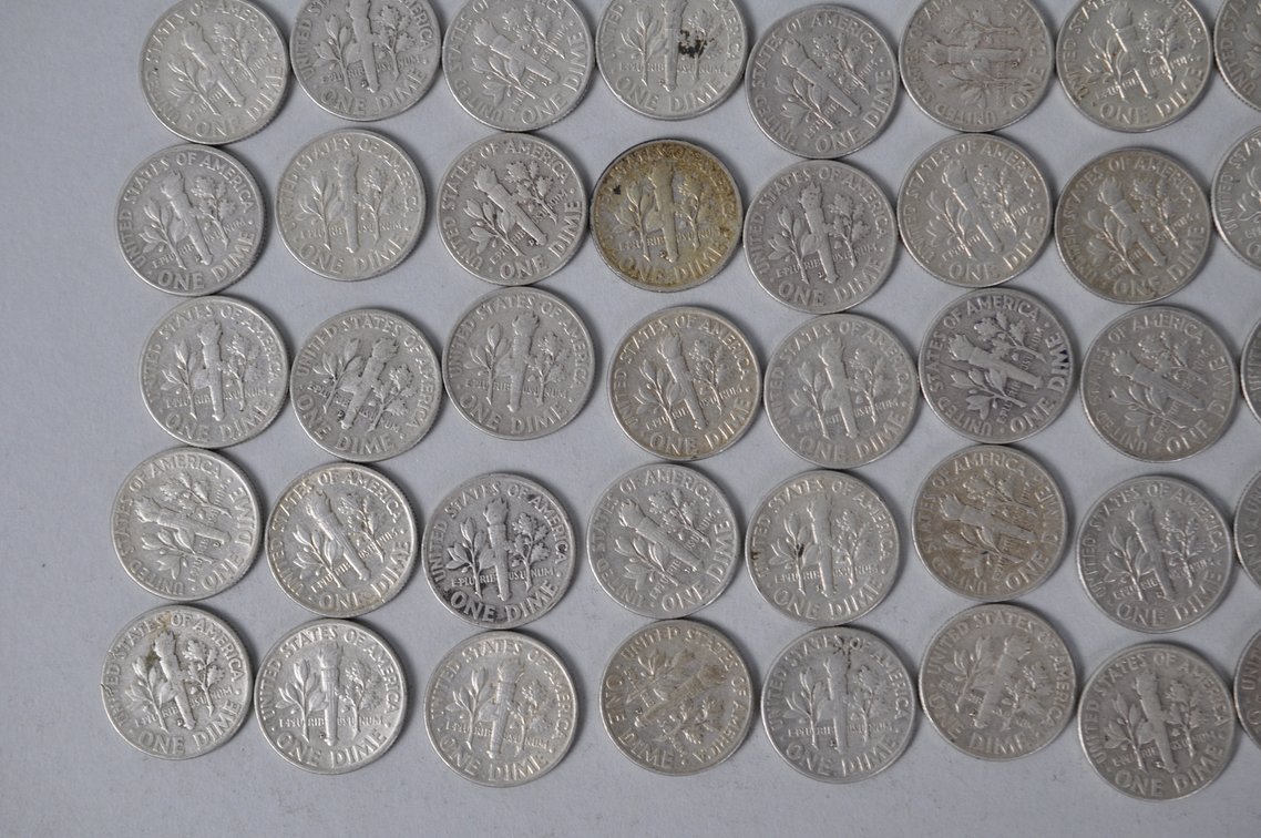 1959 1960 and 1961 US Silver Dimes, photo 12 of 14