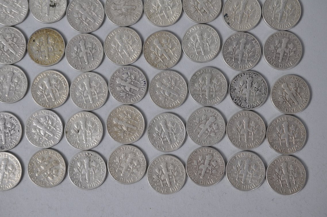 1959 1960 and 1961 US Silver Dimes, photo 13 of 14