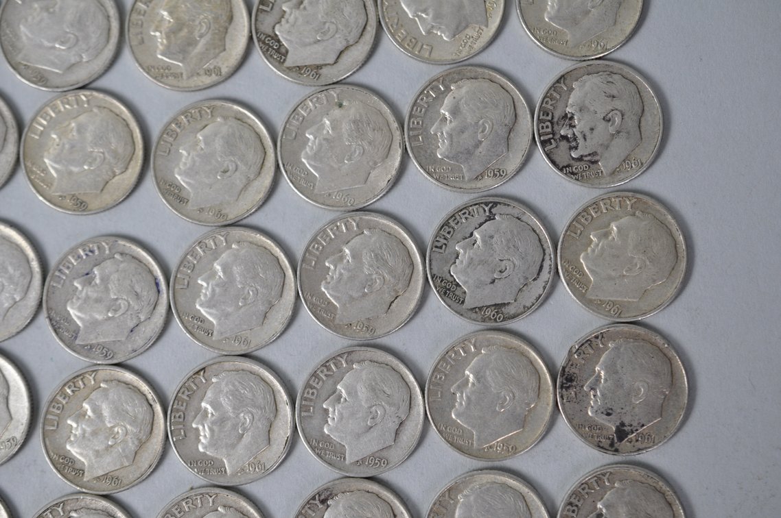 1959 1960 and 1961 US Silver Dimes, photo 8 of 14