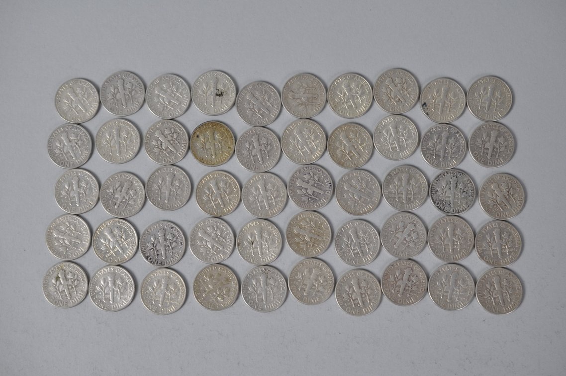1959 1960 and 1961 US Silver Dimes, photo 9 of 14