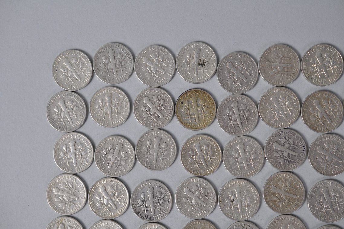 1959 1960 and 1961 US Silver Dimes, photo 10 of 14