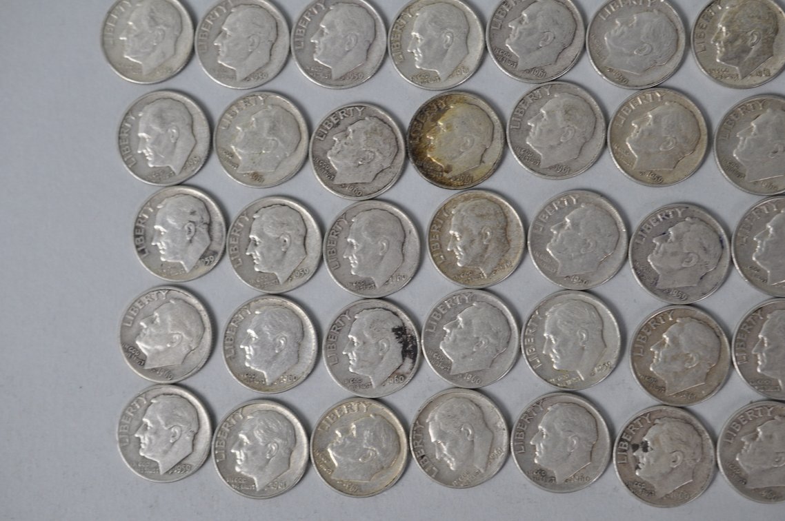 1959 1960 and 1961 US Silver Dimes, photo 3 of 14