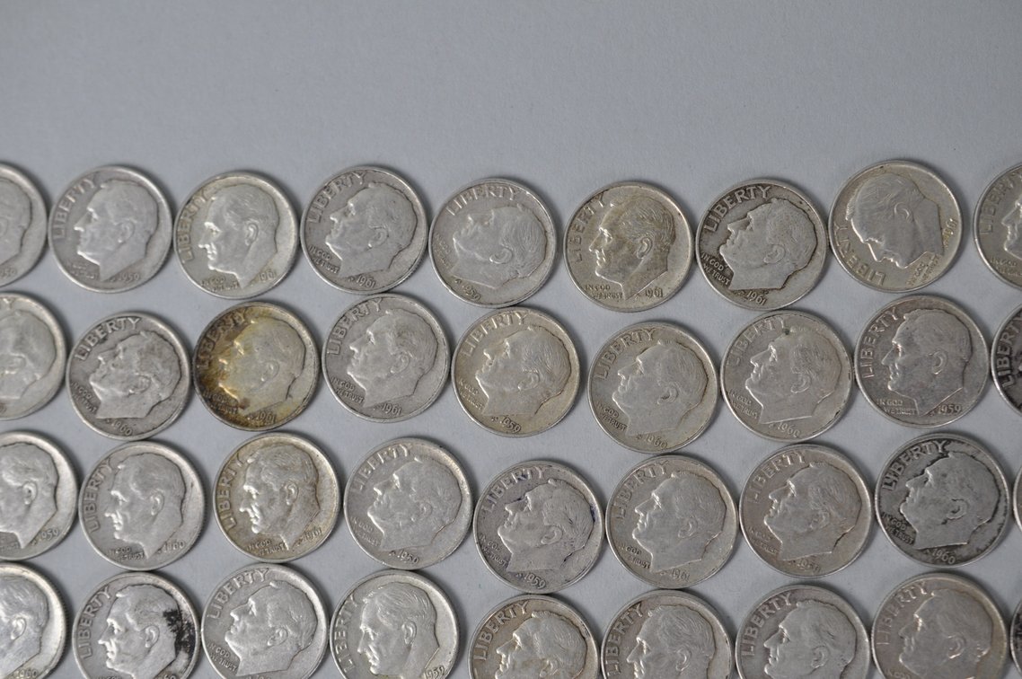 1959 1960 and 1961 US Silver Dimes, photo 4 of 14
