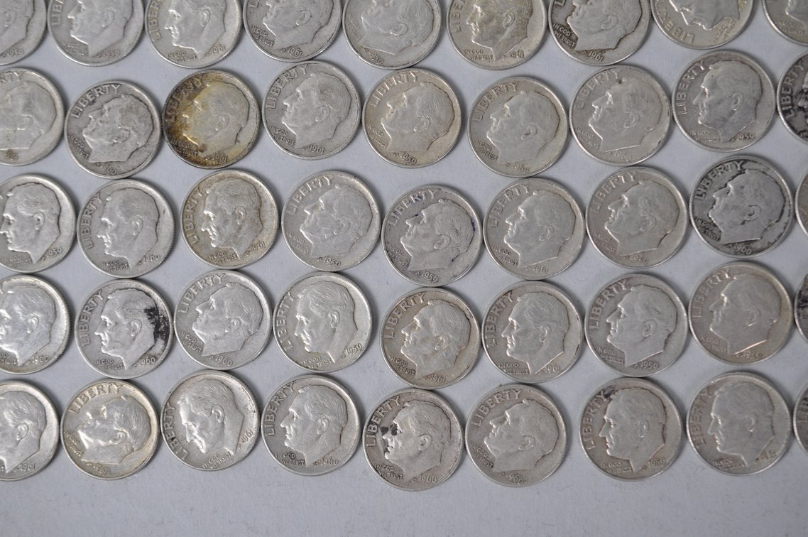 1959 1960 and 1961 US Silver Dimes, photo 5 of 14