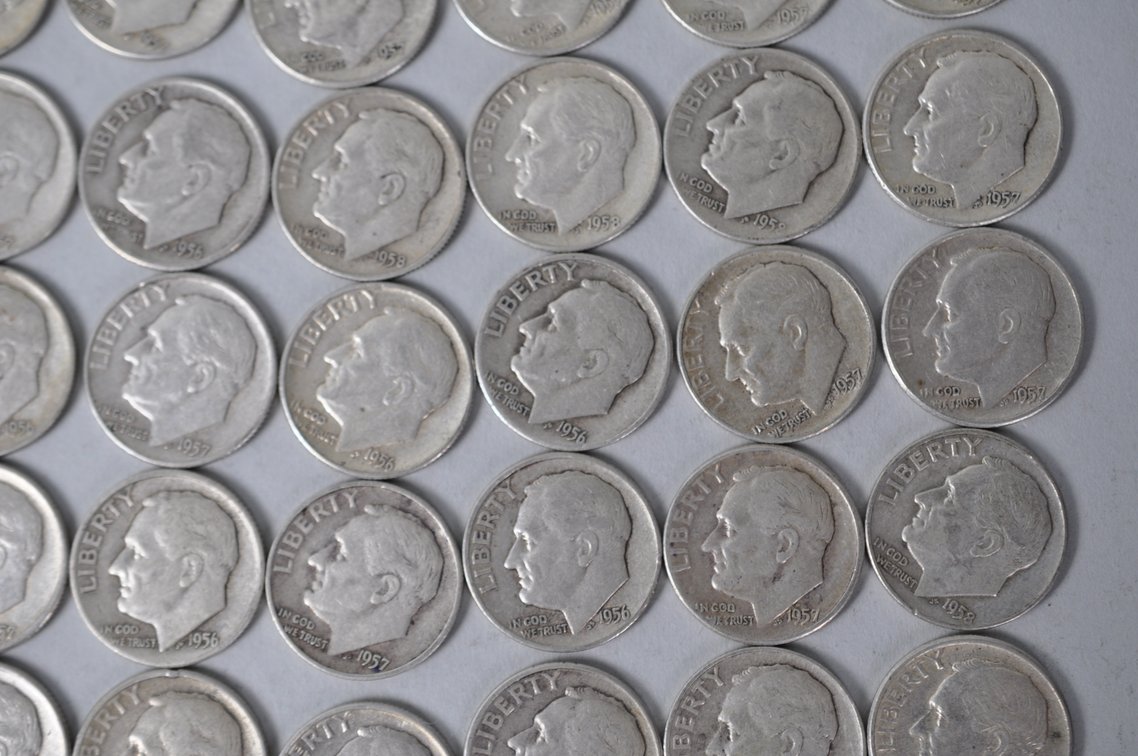 1956, 1957, 1958, and 1959 US Silver Dimes, photo 6 of 12