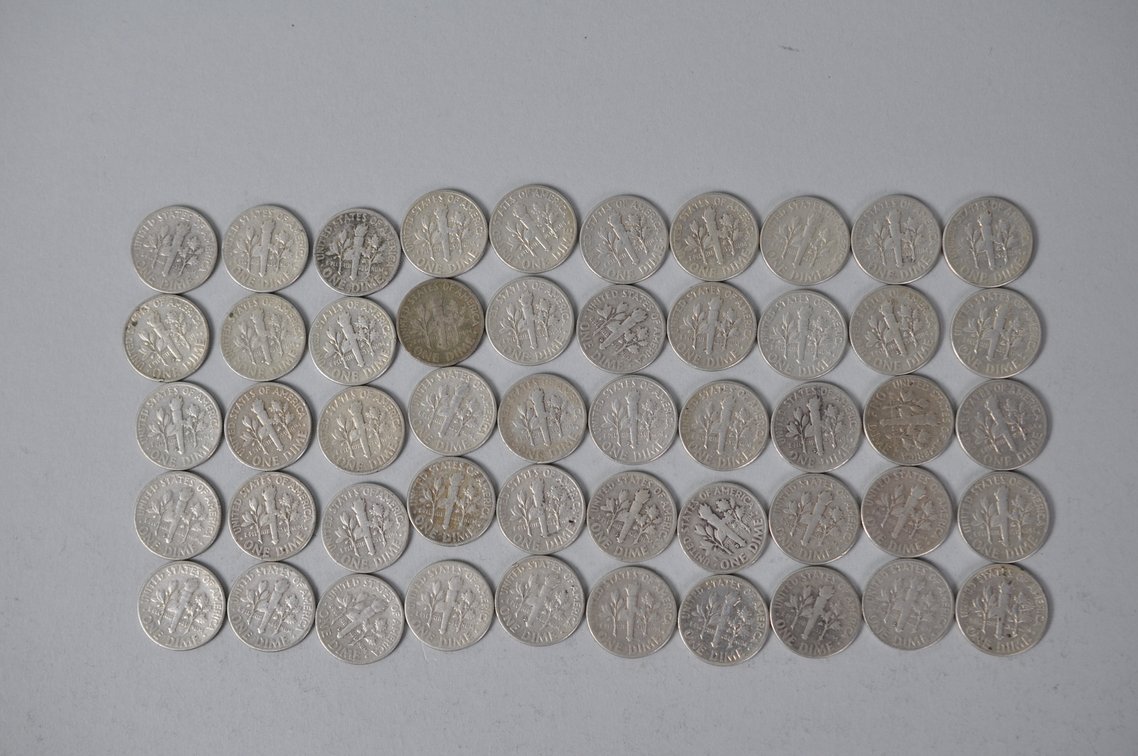 1956, 1957, 1958, and 1959 US Silver Dimes, photo 7 of 12