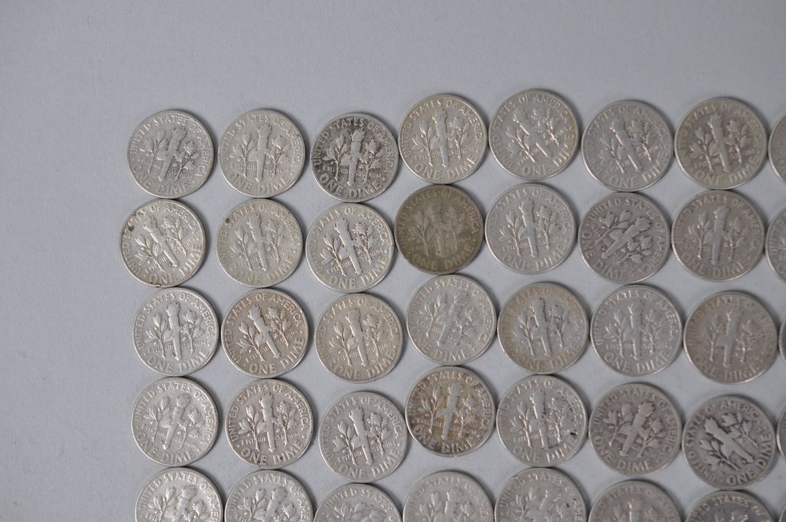 1956, 1957, 1958, and 1959 US Silver Dimes, photo 8 of 12