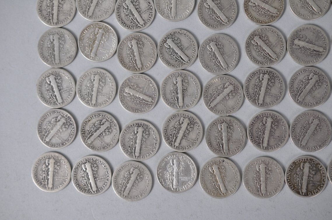 1942 and 1943 US Silver Dimes, photo 12 of 14
