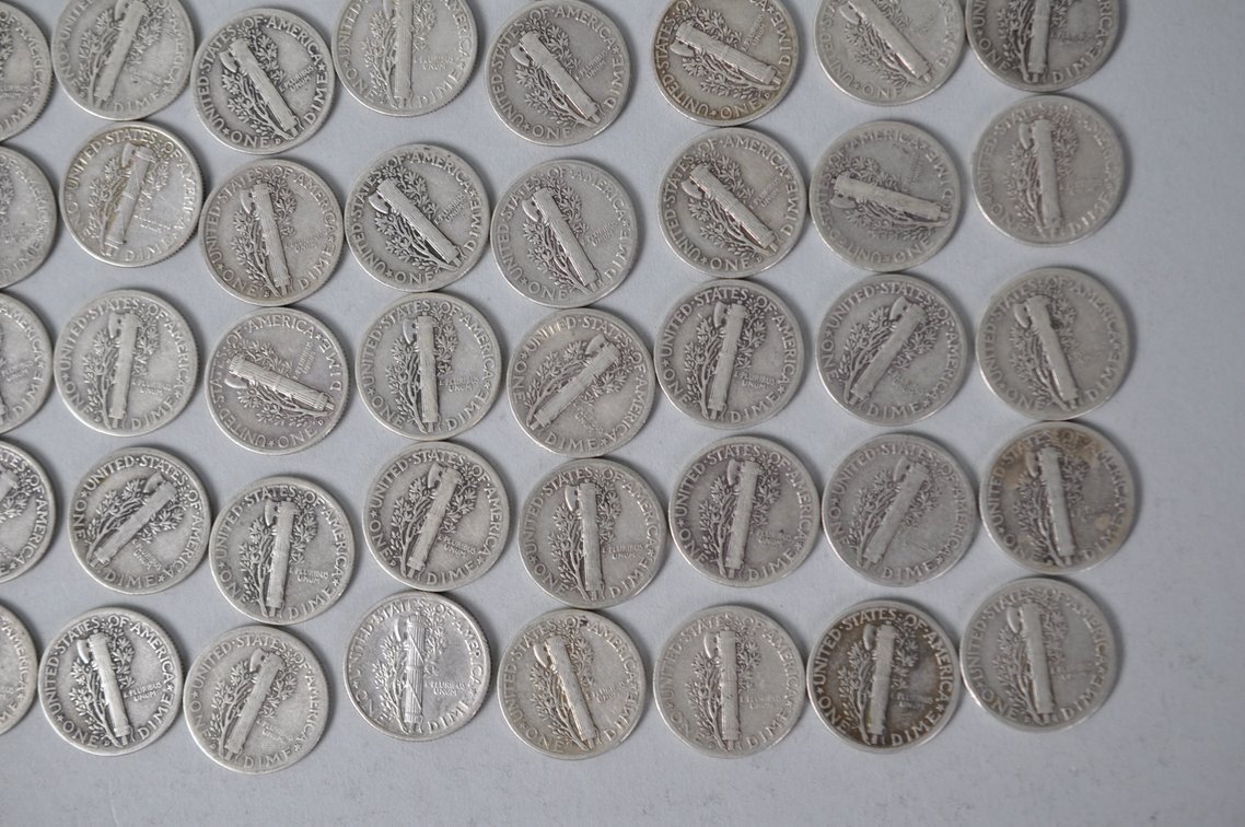 1942 and 1943 US Silver Dimes, photo 13 of 14