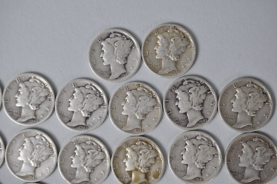 1942 and 1943 US Silver Dimes, photo 4 of 14
